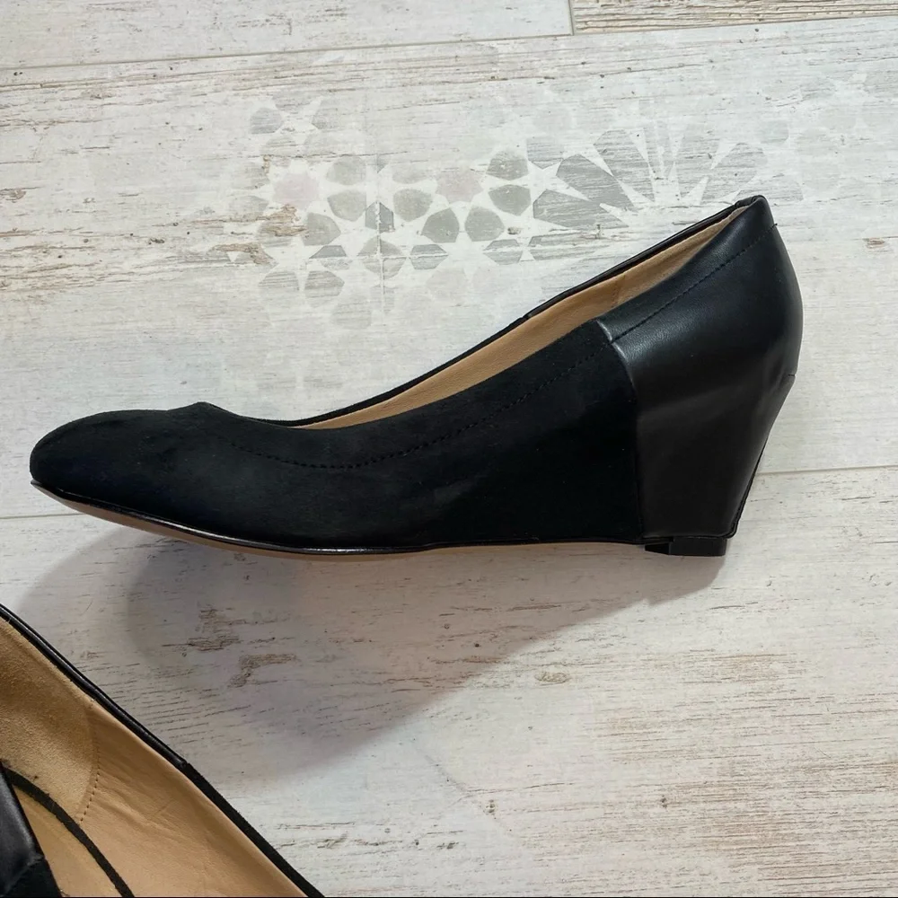 Aldo Black Suede and Leather Wedges